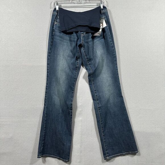 Oh‎ Baby Motherhood Dark Wash Bootcut Maternity Jeans Belly Band Size Large - Picture 1 of 9